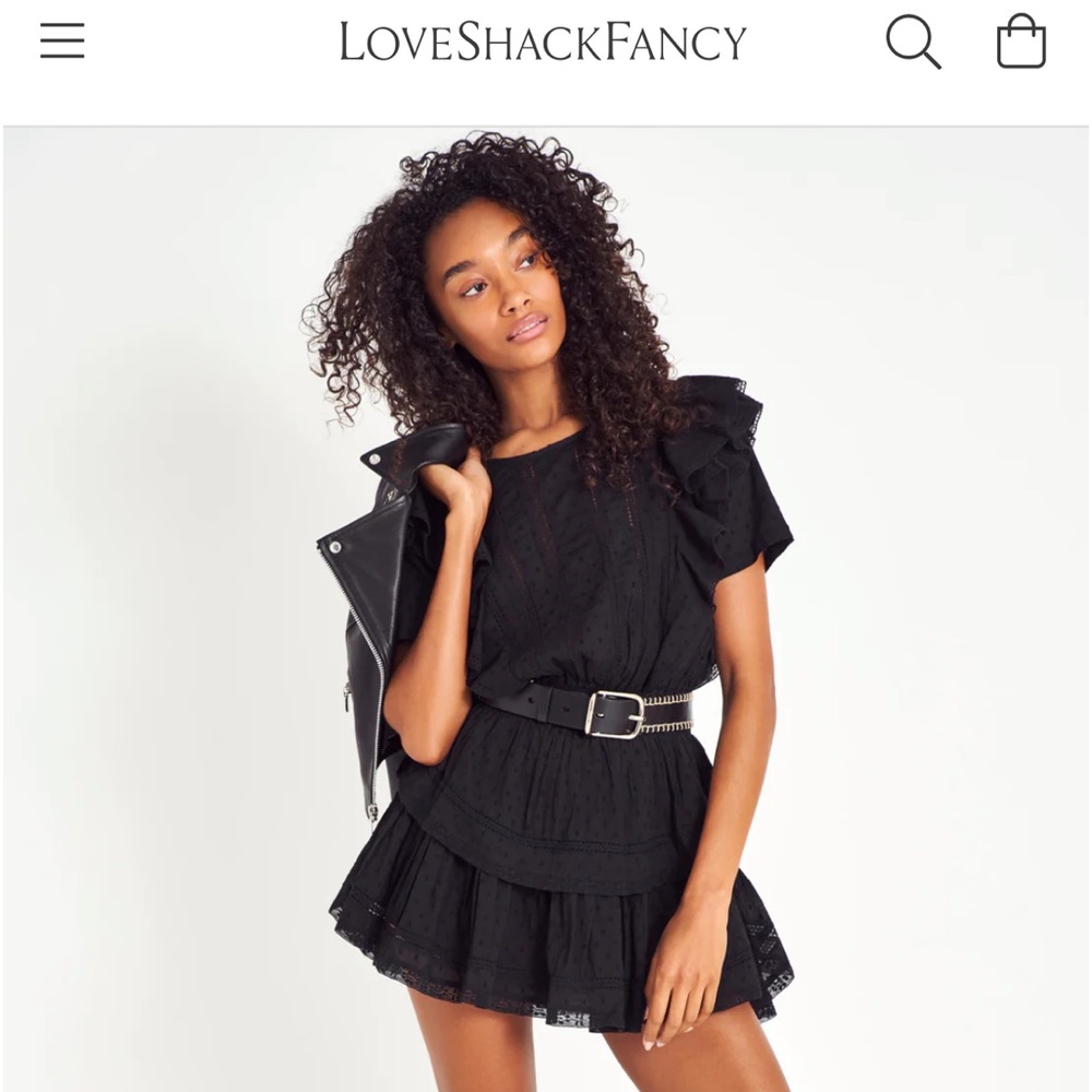 LoveShackFancy signature Natasha dress, black, size small.